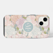 パステルカラーの芍薬と蝶の花柄 iPhoneケース (裏面横)