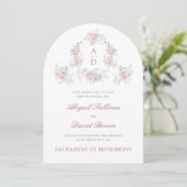 パステルカラーの芍薬フレーム カトリック結婚式 招待状 (スタンド正面)
