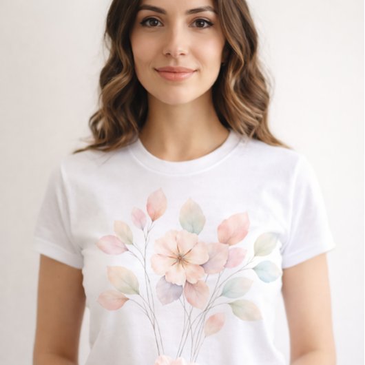パステルカラーの花々が可愛い Tシャツ