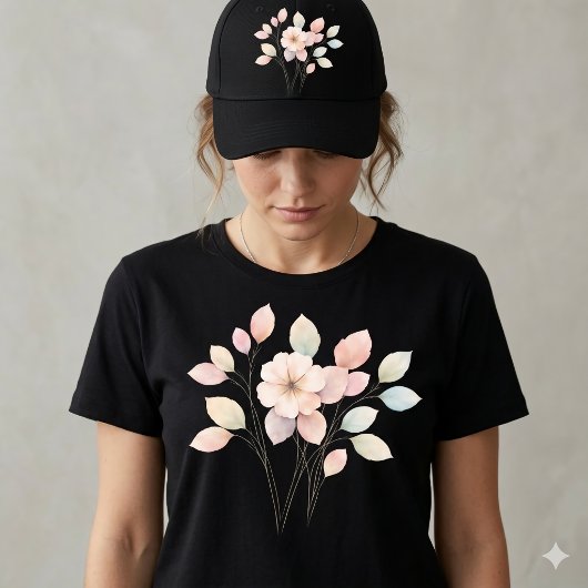 パステルカラーの花々が可愛い Tシャツ