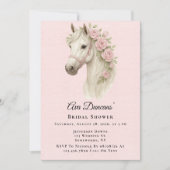 パステルカラーの花と馬のウェディングシャワーデザイン 招待状 (正面)
