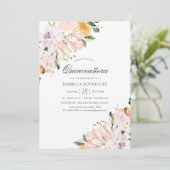 パステルカラーの花のキンセañera 招待状 (スタンド正面)