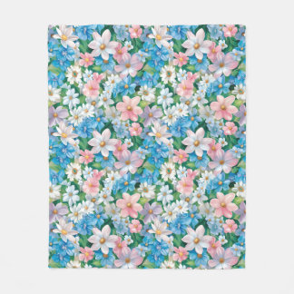 パステルカラーの花のシームレスパターン フリースブランケット