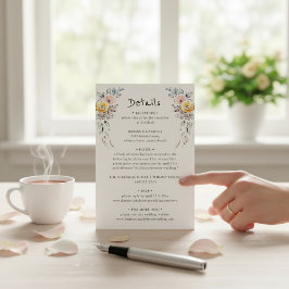 パステルカラーの花のボタニカル ウェディング ディテール カード