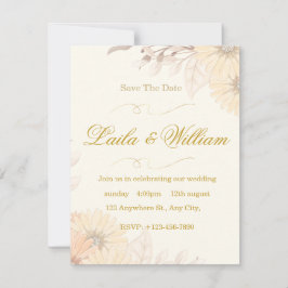 パステルカラーの花をあしらったウェディング招待状 出欠カード