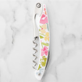 パステルカラーの花柄コルクスクリュー ソムリエナイフ (正面)