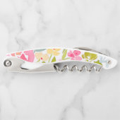 パステルカラーの花柄コルクスクリュー ソムリエナイフ (正面)