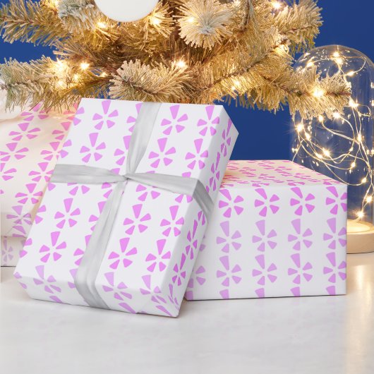 パステルカラーの花柄幾何学模様 ラッピングペーパー (クリスマス)