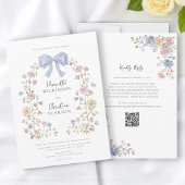 パステルカラーの花輪QRコード ウェディングウェブサイト 招待状