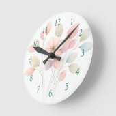 パステルカラーの花 ラウンド壁時計 (傾斜)