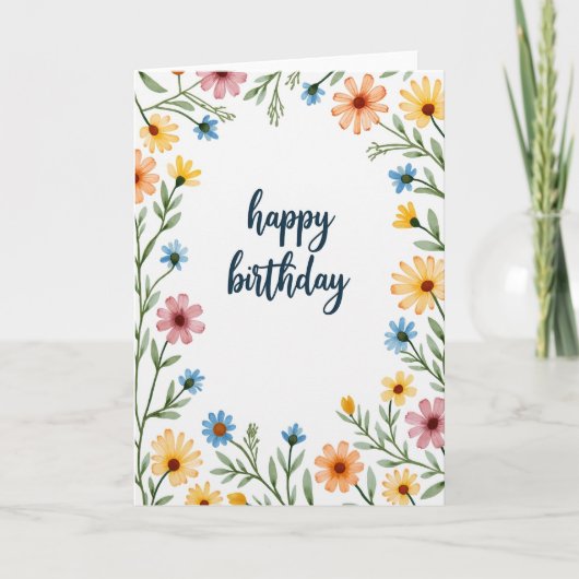 パステルカラーの葉っぱの誕生日カード カード (正面)