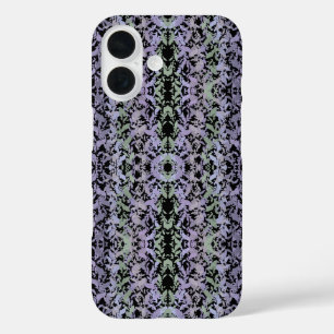 パステルカラーの葉の這う蔦の描画パターン iPhone 16ケース