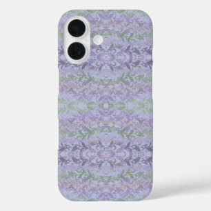 パステルカラーの葉の這う蔦の描画パターン iPhone 16ケース