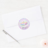 パステルカラーの蓮の花のスクエアビジネスカード ラウンドシール (封筒)