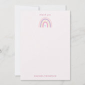 パステルカラーの虹と花とハートのデザイン サンキューカード (正面)