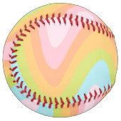 パステルカラーの虹のぐねぐね線 ソフトボール (正面左)