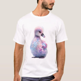 パステルカラーの虹色サイバーゴシック 白鳥のメンズ Tシャツ