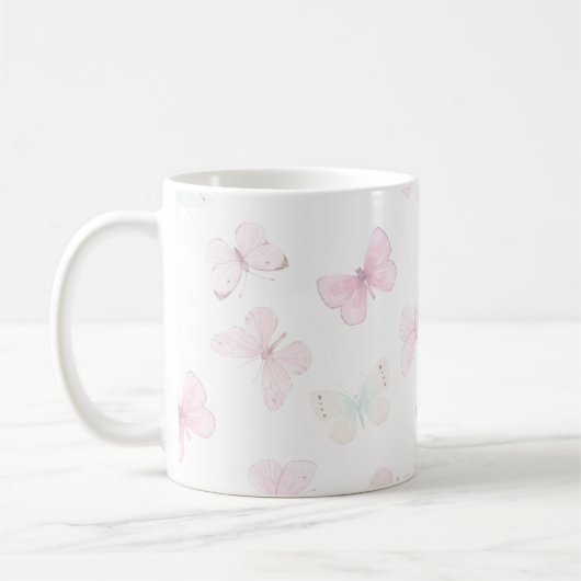 パステルカラーの蝶々 コーヒーマグカップ (左)