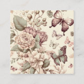 パステルカラーの蝶と花の装飾 エンクロージャーカード (裏面)