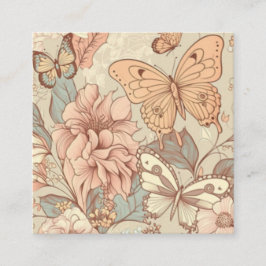 パステルカラーの蝶と花 エンクロージャーカード