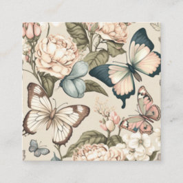 パステルカラーの蝶と花 エンクロージャーカード