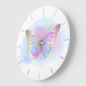 パステルカラーの蝶 ラージ壁時計 (傾斜)