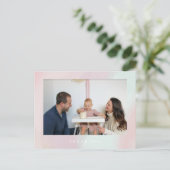 パステルカラーの誕生日お礼写真ポストカード ポストカード (スタンド正面)