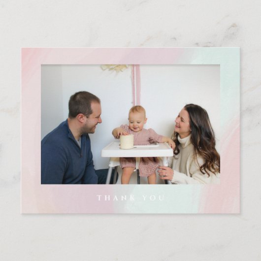 パステルカラーの誕生日お礼写真ポストカード ポストカード (正面)