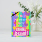 パステルカラーの誕生日カスタムハート招待状 HAMbWG Po ポストカード (スタンド正面)