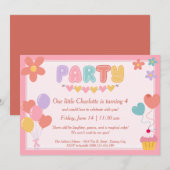 パステルカラーの誕生日招待状 招待状 (正面/裏面)