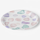 パステルカラーの貝殻アンダーザシー・パーティー ペーパープレート (アングル)