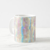 パステルカラーの輝く虹色ストライプ柄 コーヒーマグカップ (正面左)