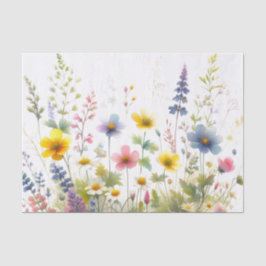 パステルカラーの野の花のデコパージュ 薄葉紙