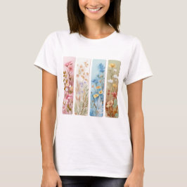 パステルカラーの野の花の筆跡 Tシャツ