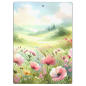 パステルカラーの野の花の草原風景 クリップボード (裏面)