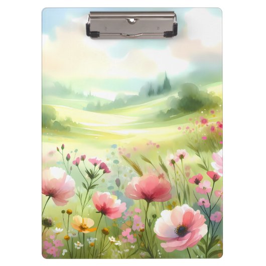 パステルカラーの野の花の草原風景 クリップボード (正面)