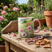 パステルカラーの野の花の草原風景 マグカップ