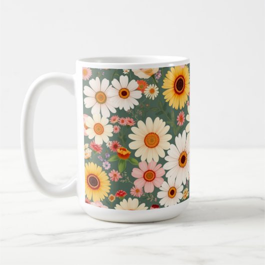パステルカラーの野の花 コーヒーマグ コーヒーマグカップ (左)
