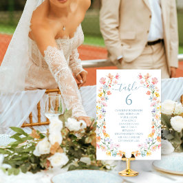 パステルカラーの野の花 春の結婚式 テーブルナンバー