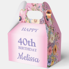 パステルカラーの野の花 誕生日パーティー 5"w x 3"l x 6.5" フェイバーボックス