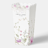 パステルカラーの野生の花をあしらったブッシュピンクのウェディング フェイバーボックス (正面)