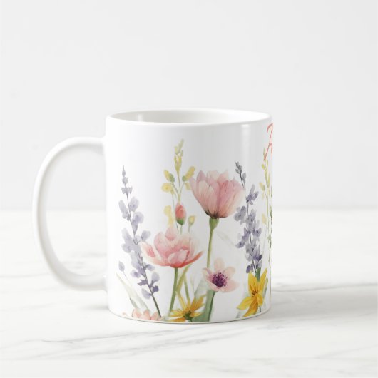 パステルカラーの野生の花 コーヒーマグカップ (左)