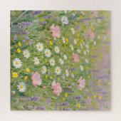 パステルカラーの野花の草原の絵 ジグソーパズル (横)