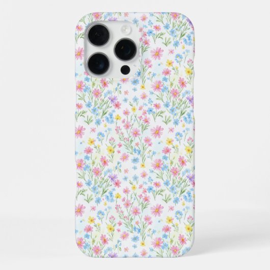パステルカラーの野花の草原柄 iPhoneケース (裏面)