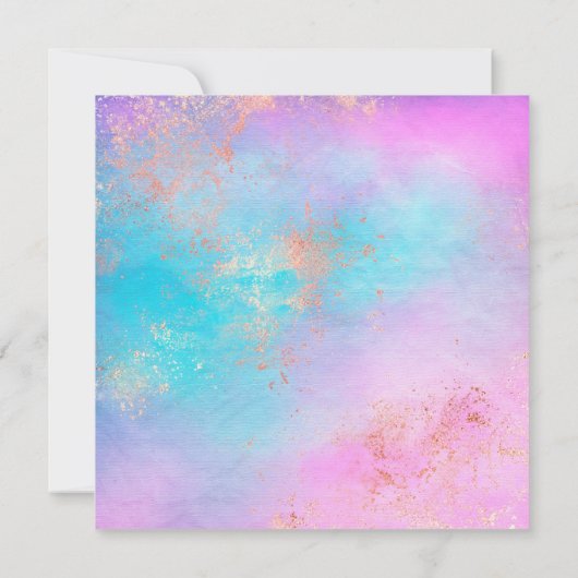 パステルカラーの金の新しいかわいいあひる 招待状 (裏面)