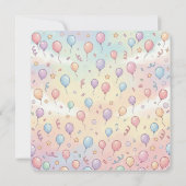 パステルカラーの風船動物 誕生日の女の子 招待状 (裏面)