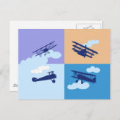 パステルカラーの飛行機コラージュ。 ポストカード (正面/裏面)