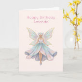 パステルカラーの魔法の天使の誕生日 カード (黄色い花)