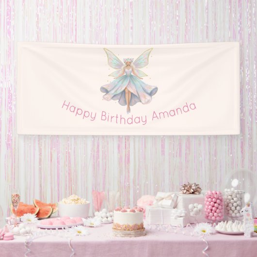 パステルカラーの魔法の天使の誕生日 横断幕 (パーティー)