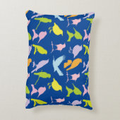 パステルカラーの鳥柄 アクセントクッション (裏面(縦))